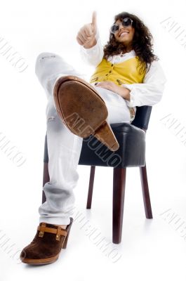 pretty woman showing thumbs up pretty woman showing thumbs up