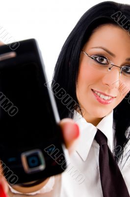 lawyer showing cell phone
