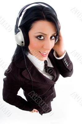 young accountant holding headphone