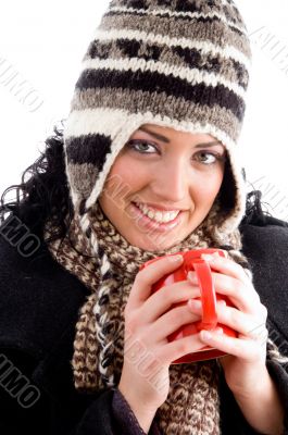 beautiful female enjoying coffee