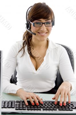 smiling female customer care executive