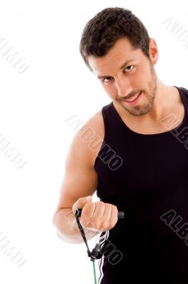 half length of exercising man