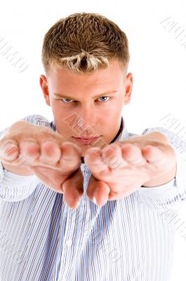 american man showing fingers american man showing fingers