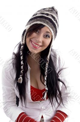 beautiful woman wearing woolen hat