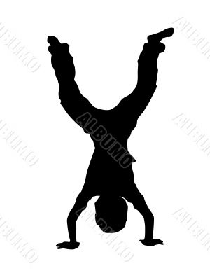 trendy dancer in hand stand position