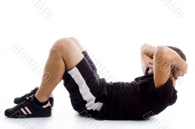 man doing crunches