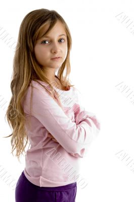 girl with folded arms looking at camera