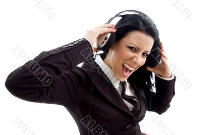 young accountant wearing headphone