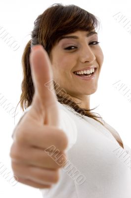 smiling female attorney with thumbs up