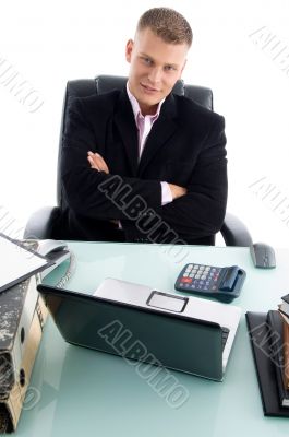 young businessman with crossed arms young businessman with crossed arms