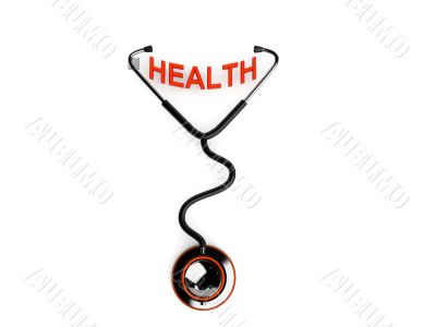 stethoscope and health text