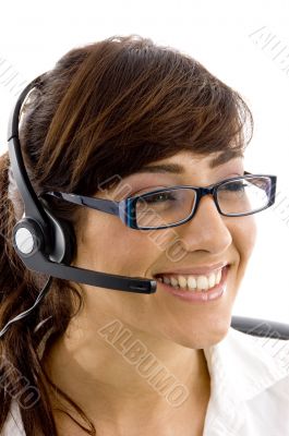 cheerful female customer care executive