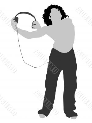 man holding headphone