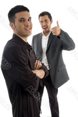 businesspeople with thumbs up hand gesture