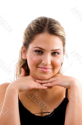 young female showing her glowing face young female showing her glowing face