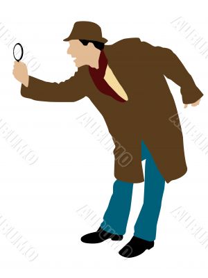 man looking through magnifier