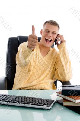 male showing thumbs up male showing thumbs up