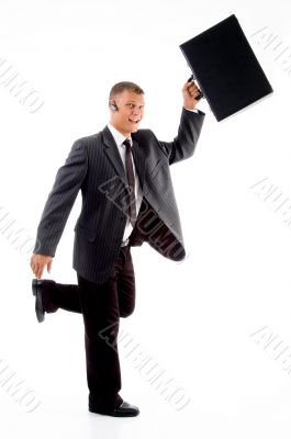 businessman running with briefcase