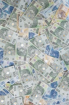 polish zloty banknotes background