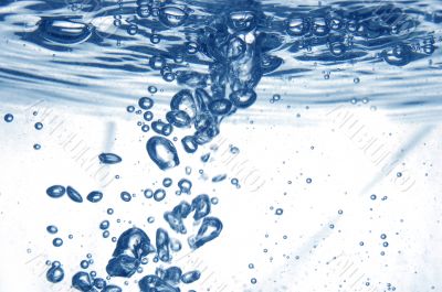 Blue water with bubbles Blue water with bubbles