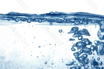 Blue water with bubbles Blue water with bubbles