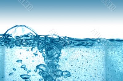 Blue water with bubbles Blue water with bubbles