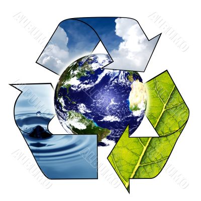 Planet Earth with Recycle Symbol Planet Earth with Recycle Symbol