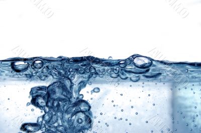 Blue water with bubbles Blue water with bubbles