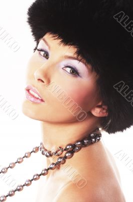Woman Wearing Fur Hat Woman Wearing Fur Hat