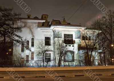 Modern style building in Moscow. Night view. Modern style building in Moscow. Night view.