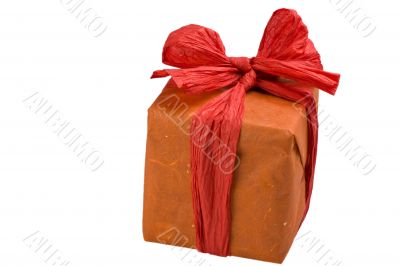 gift wrapped in orange paper