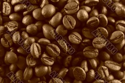 Fragrant fried coffee beans