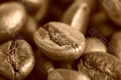 Fragrant fried coffee beans
