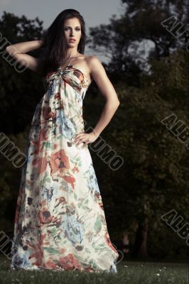 beautiful girl standing on ivy
