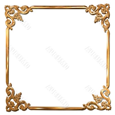 Abstract golden floral frame concept over white background Abstract golden floral frame concept over white background