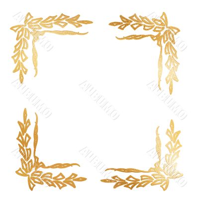 Abstract golden floral frame concept over white background Abstract golden floral frame concept over white background