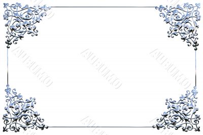Abstract chrome metal floral frame concept over white background Abstract chrome metal floral frame concept over white background