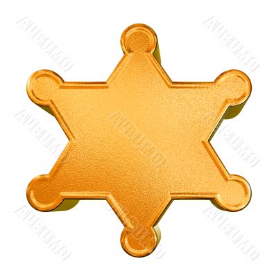 3d golden pattern sheriff`s badge concept over white background