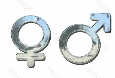 silver or chrome metal sex 3D symbols isolated