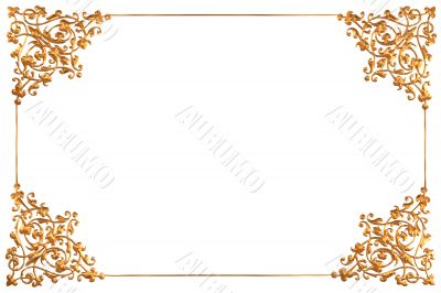 Abstract golden floral frame concept over white background Abstract golden floral frame concept over white background