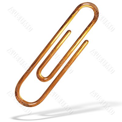 golden pattern paper clip isolated over white background