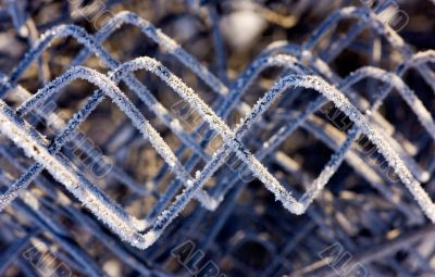 Iron wire covered with hoarfrost