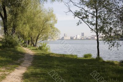 Road near the city lake