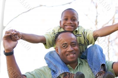 Man and Child Having Fun