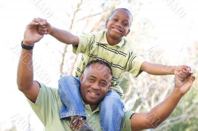 Man and Child Having Fun