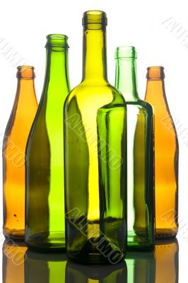 Glass bottle on white background