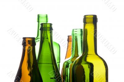 Glass bottle on white