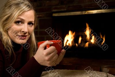 Warming up by the fire