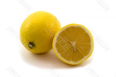 Two lemons isolated on white