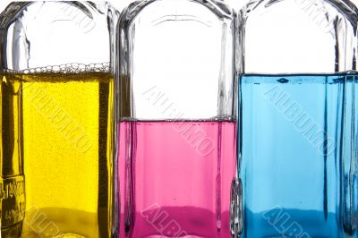 Colored Bottle with liquid close up